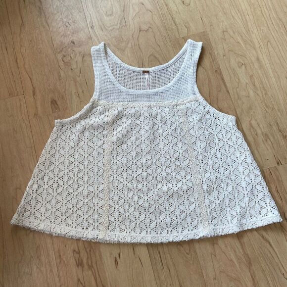 Free People white crochet-like tank - Picture 1 of 3